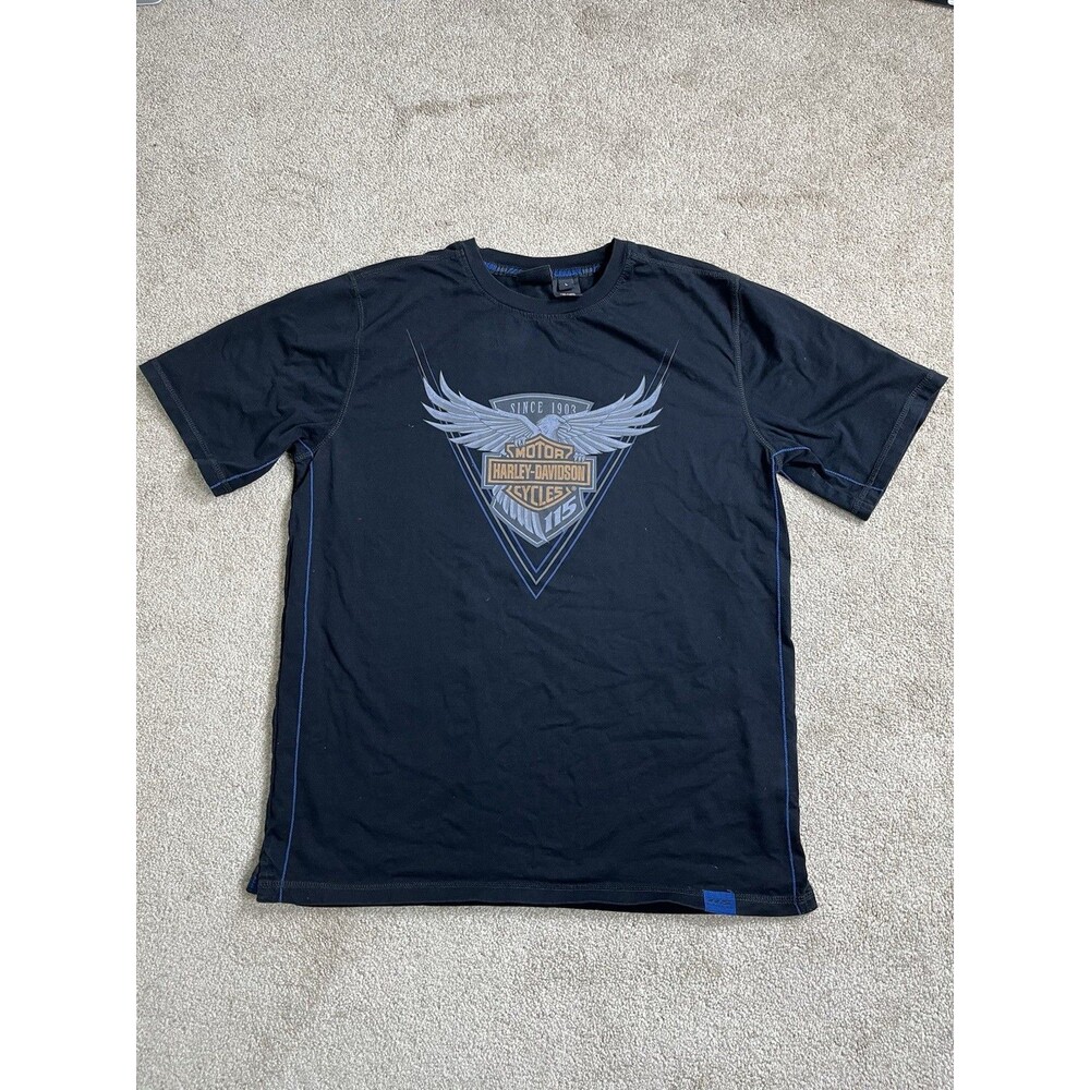 Harley-Davidson Shirt Mens Large‎ Black 115th Anniversary Wings Bar & Shield